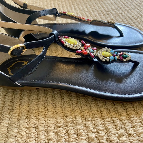 C Wonder Navy Jeweled Sandals Size 7.5 - Picture 6 of 6